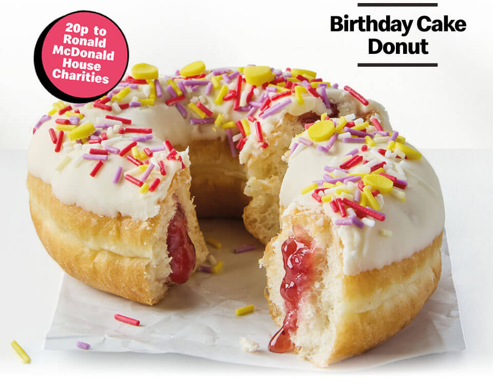 Birthday Cake Donut | 20p to Ronald McDonald House Charities