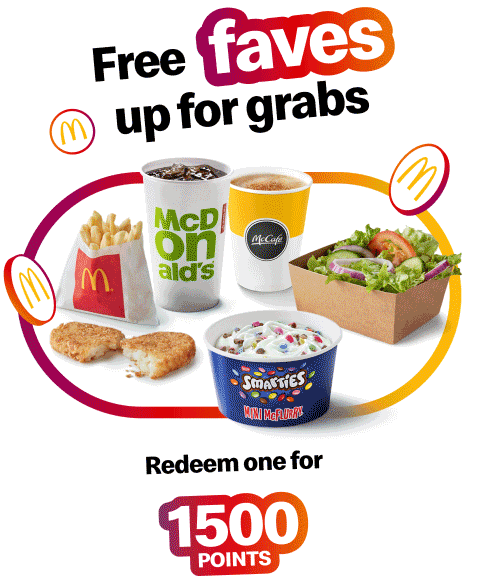 Free faves up for grabs - Redeem Rewards for 1500, 2500, 4000 and 5500 points