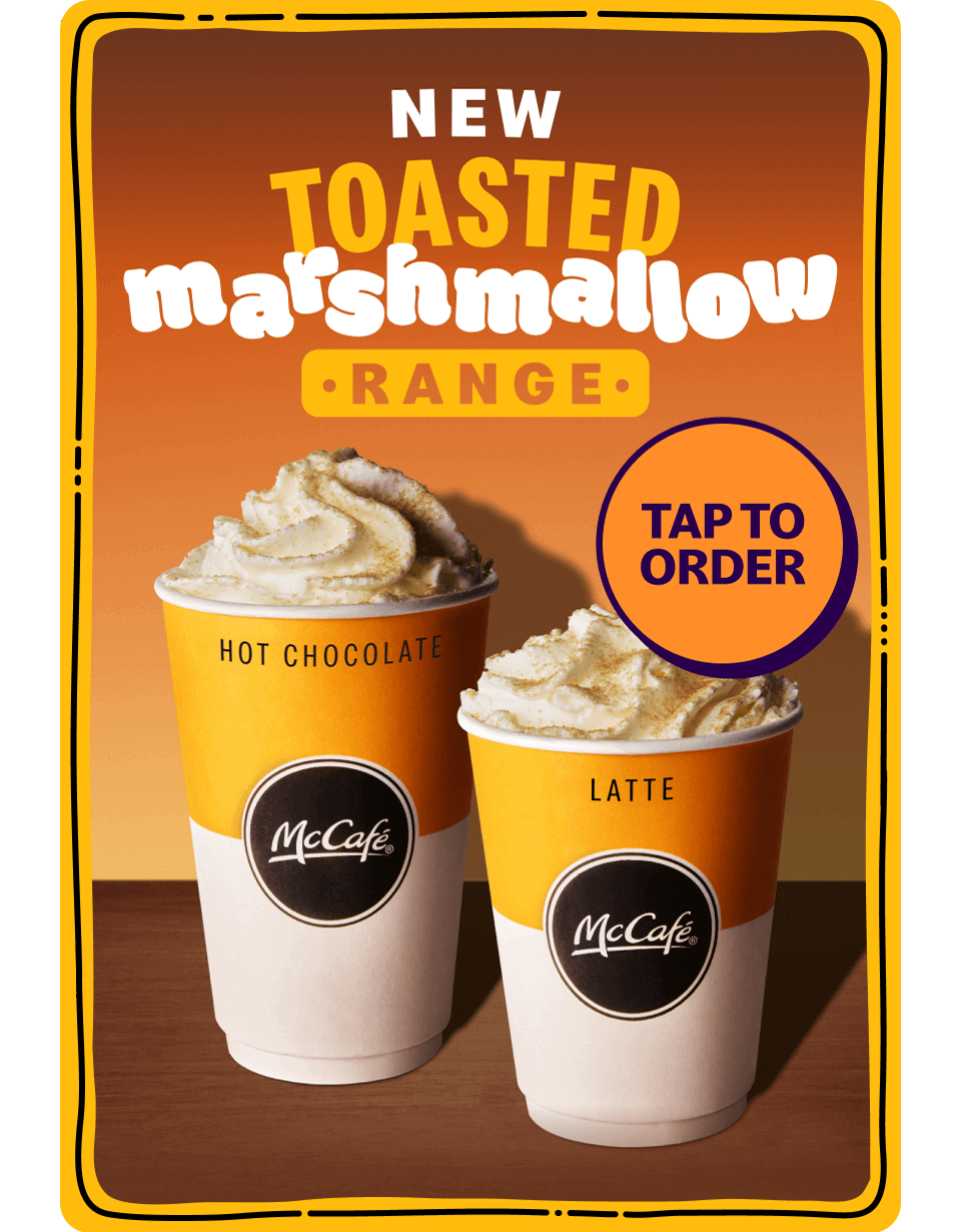 New toasted marshmallow range | Hot chocolate and Latte | Tap to order