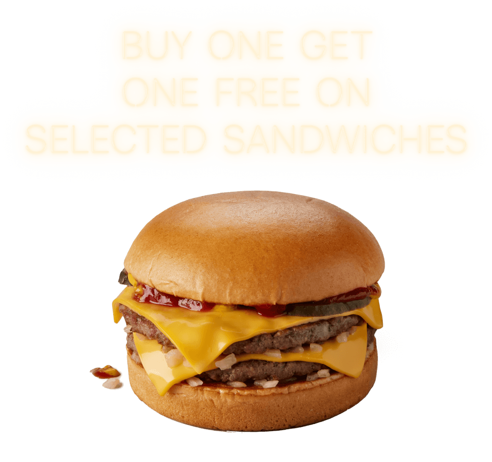 Buy one get one free on selected sandwiches